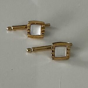 Vintage Mid-Century Shirt Studs | Gold Tone Square Stud Buttons